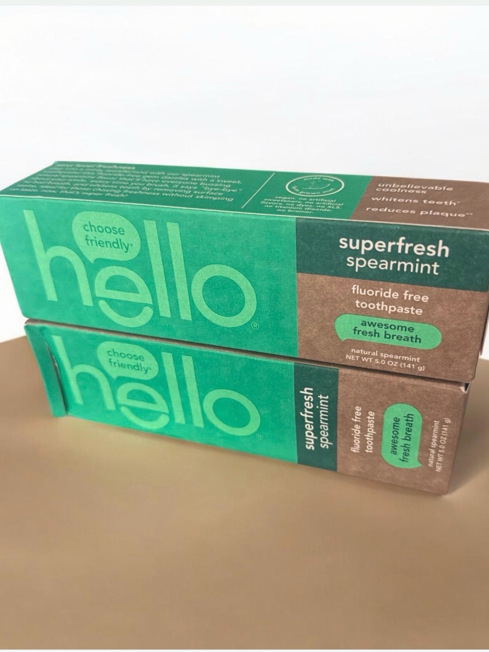 hello superfresh spearmint fluoride free toothpaste 2-Box Toothpaste Set